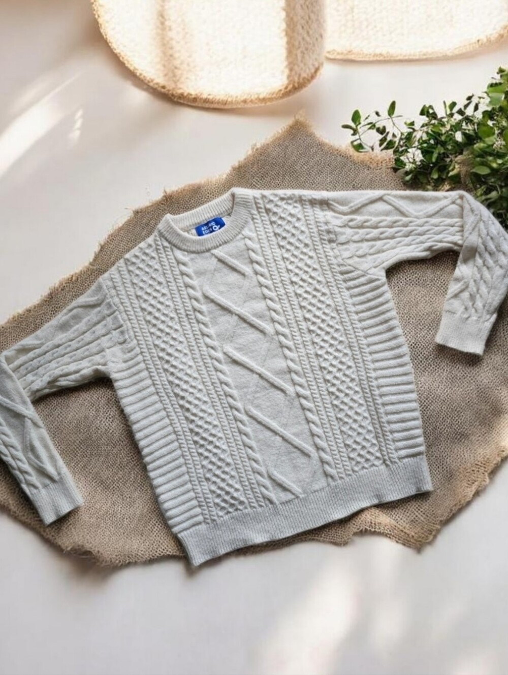 AELFRIC EDEN ( XL ) Chunky Cable Knit Ivory UNISEX Oversized Sweater